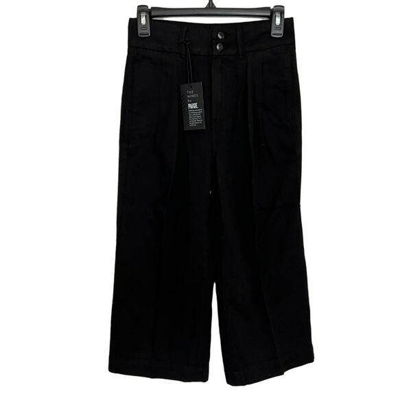 New Paige Black Pleated Wide Leg Clarice Director Pants Women's size 25 - Picture 1 of 4